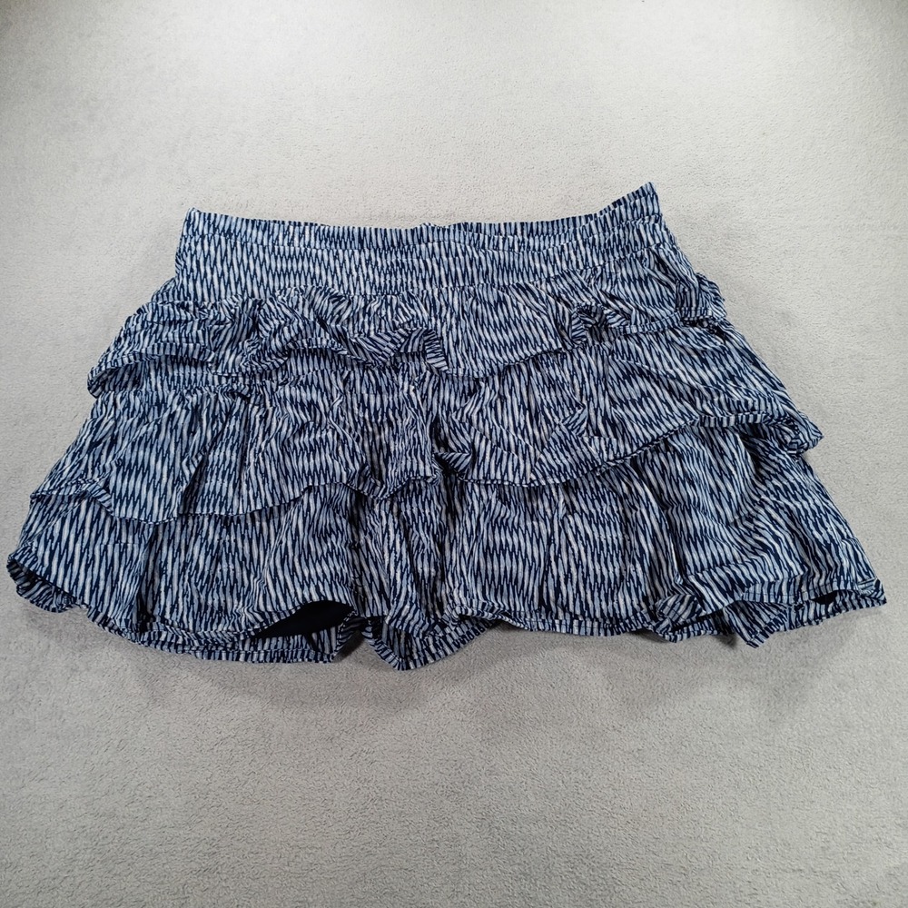 Banana Republic Womens Tiered Ruffle Skort Blue Abstract XXL Elastic Waist